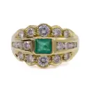 Anello - Smeraldo 0,60ct. brillanti 0,70ct. H-VS1, oro 18kt.