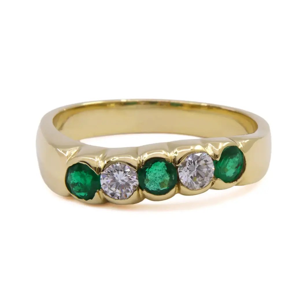 Anello - Smeraldo 0,40ct. brillanti 0,30ct. H-VS1, oro 18kt.