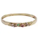 Bracciale con motivi floreali - Rubini, smeraldi e brillanti, peso totale 18,50gr