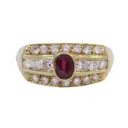Anello - Rubino 0,40ct. brillanti 0,70ct. H-VS in oro 18kt.