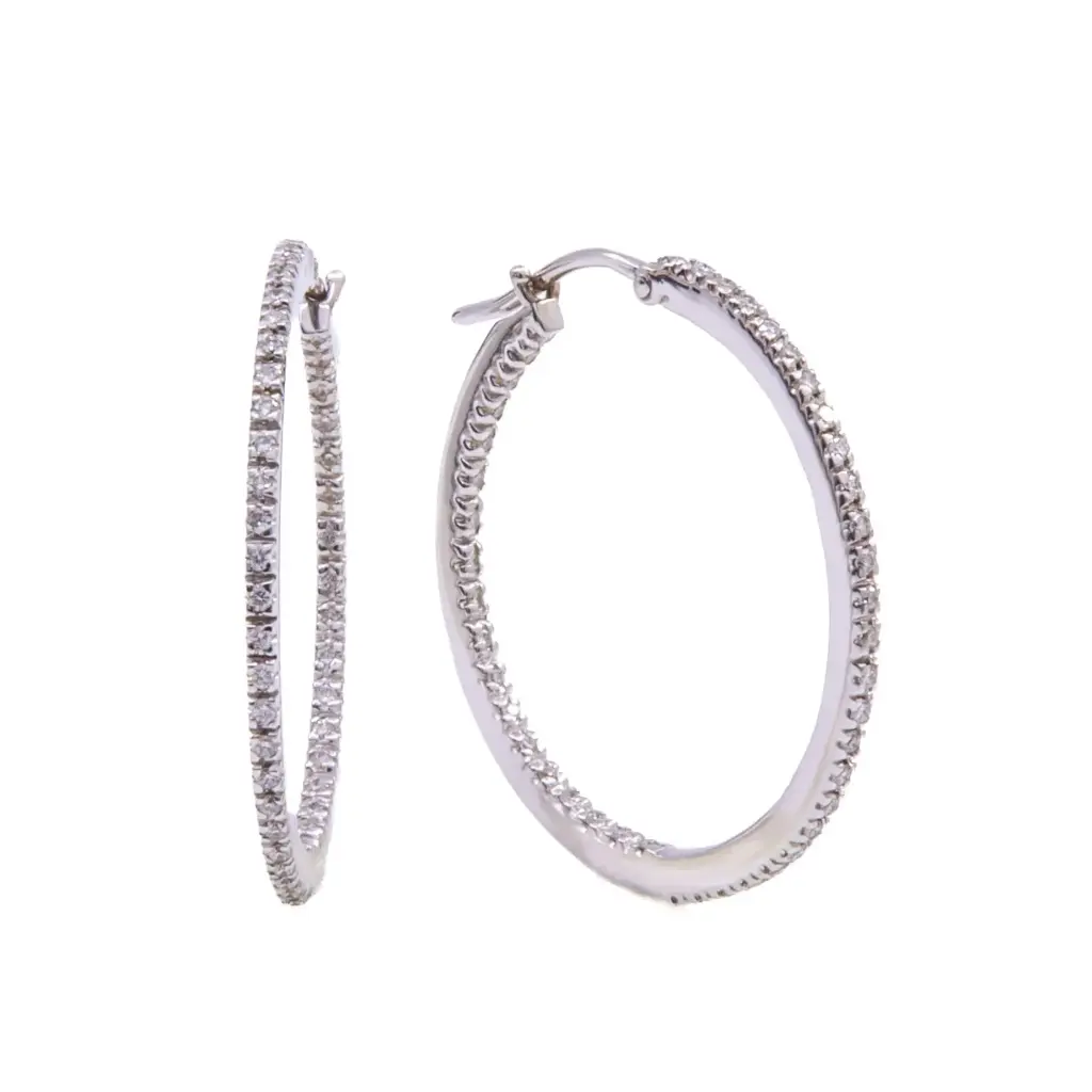 Orecchini cerchi - Brillanti 0,50ct. G-VS1, oro 18kt. peso totale 6,2gr