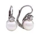 Orecchini con perle giapponesi - Brillanti 0,28ct. G-VS oro 18kt.