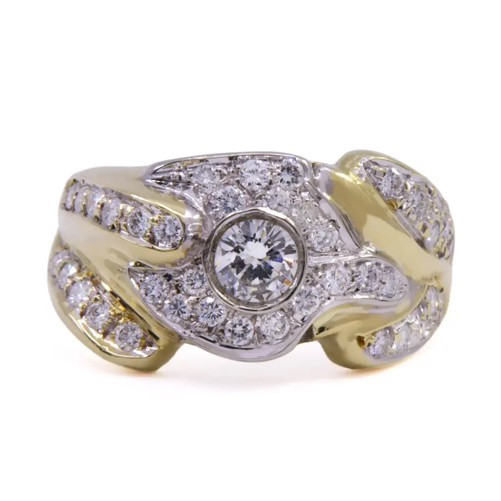 Anello - Brillanti 0,30ct. + 0,50ct. H-VS1 in oro 18kt. peso totale 7,50gr.