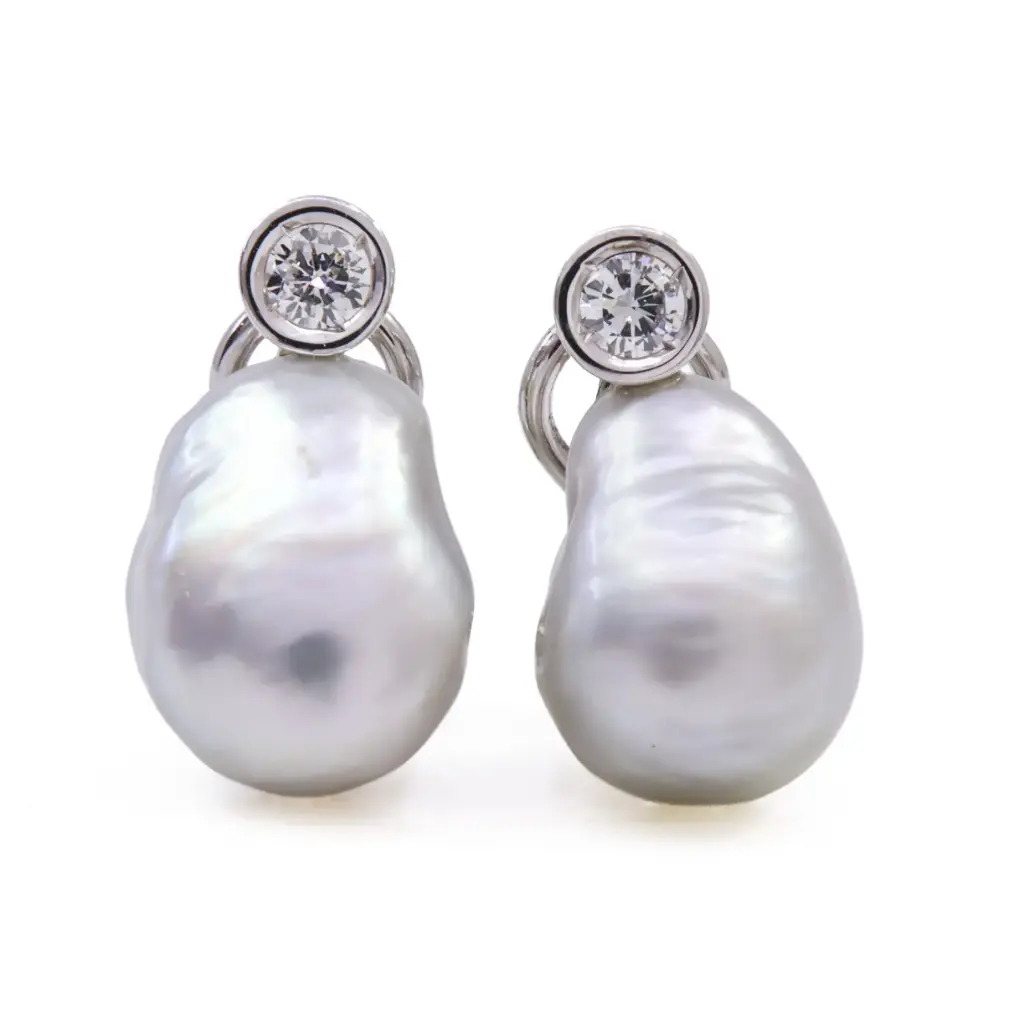 Orecchini perle barocche - Brillanti 0,50ct. H-VS1 oro 18kt.
