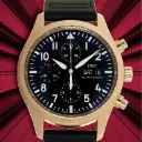 IWC  Fliegeruhr, 18 kt Yellow Gold, Chronograph, Box & Papers - 2012 - Black Dial - Two IWC strap Black Leather and Blu Caucciù strap