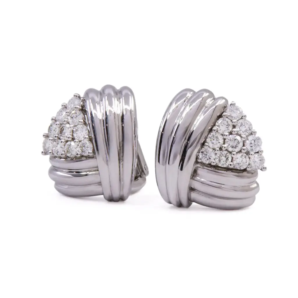 Orecchini Ventaglio - Brillanti 1,00ct. F/G-VVS, oro 18kt. peso totale 11,10gr