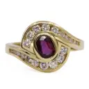 Anello - Rubino 1,25ct. brillanti 0,60ct. G/H-VS in oro 18kt. 6,90gr