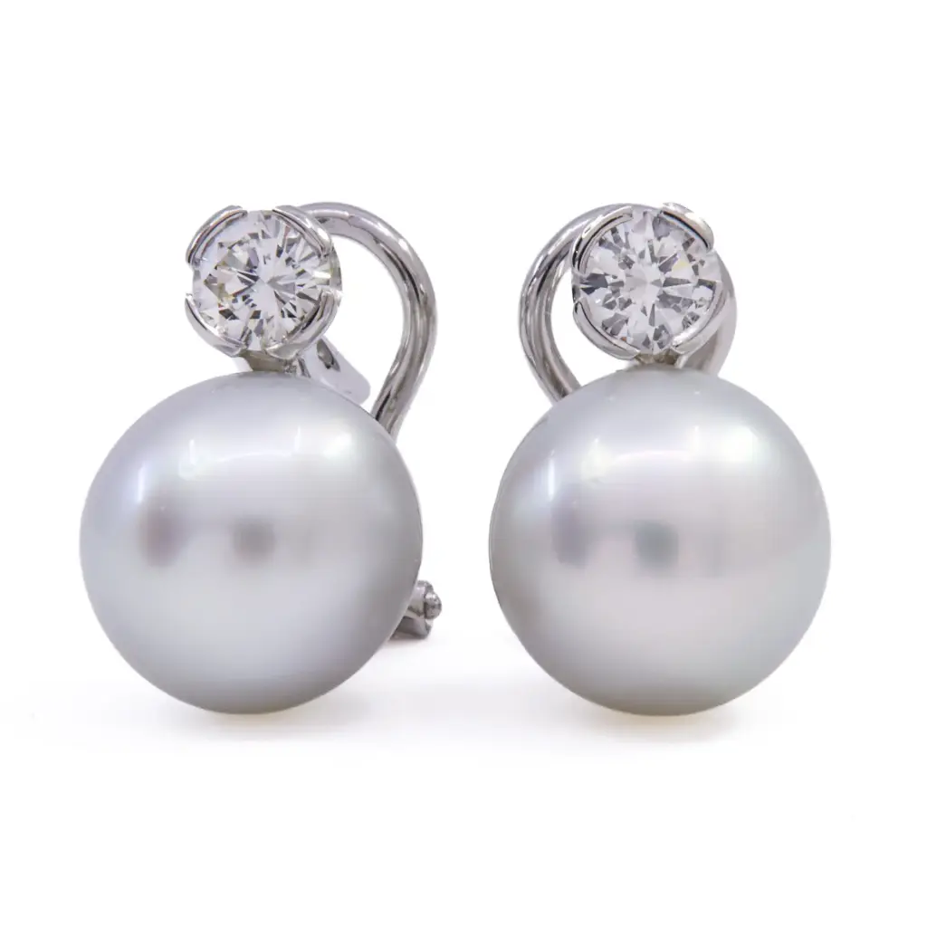 Orecchini perle australiane - Brillanti 0,80ct. H-VS1 oro 18kt peso 11,10gr