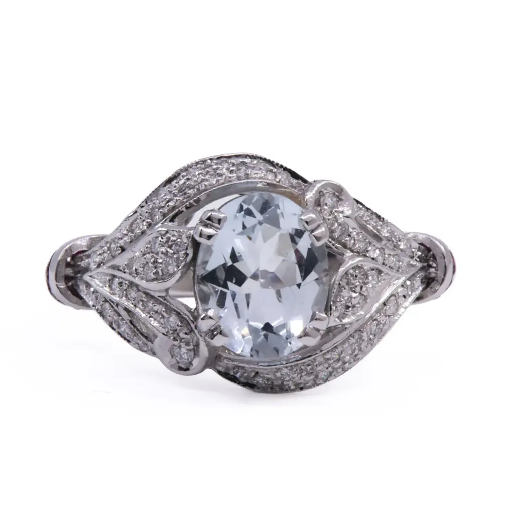 Anello - Acquamarina 2,00ct. brillanti 0,30ct. G-VS1 in oro 18kt. 7,20g