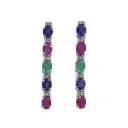 Orecchini - Zaffiro, rubino e smeraldo. brillanti 0,20ct. G-VS1 in oro 18kt. 4,70gr