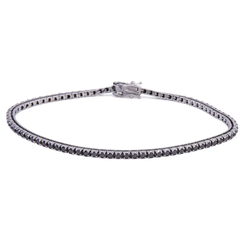 Bracciale tennis - Diamanti neri 1,50ct. oro 18kt. peso totale 9,50gr.