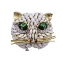 Spilla gatto - Brillantini, oro giallo 18kt e smalti. peso 35,10gr