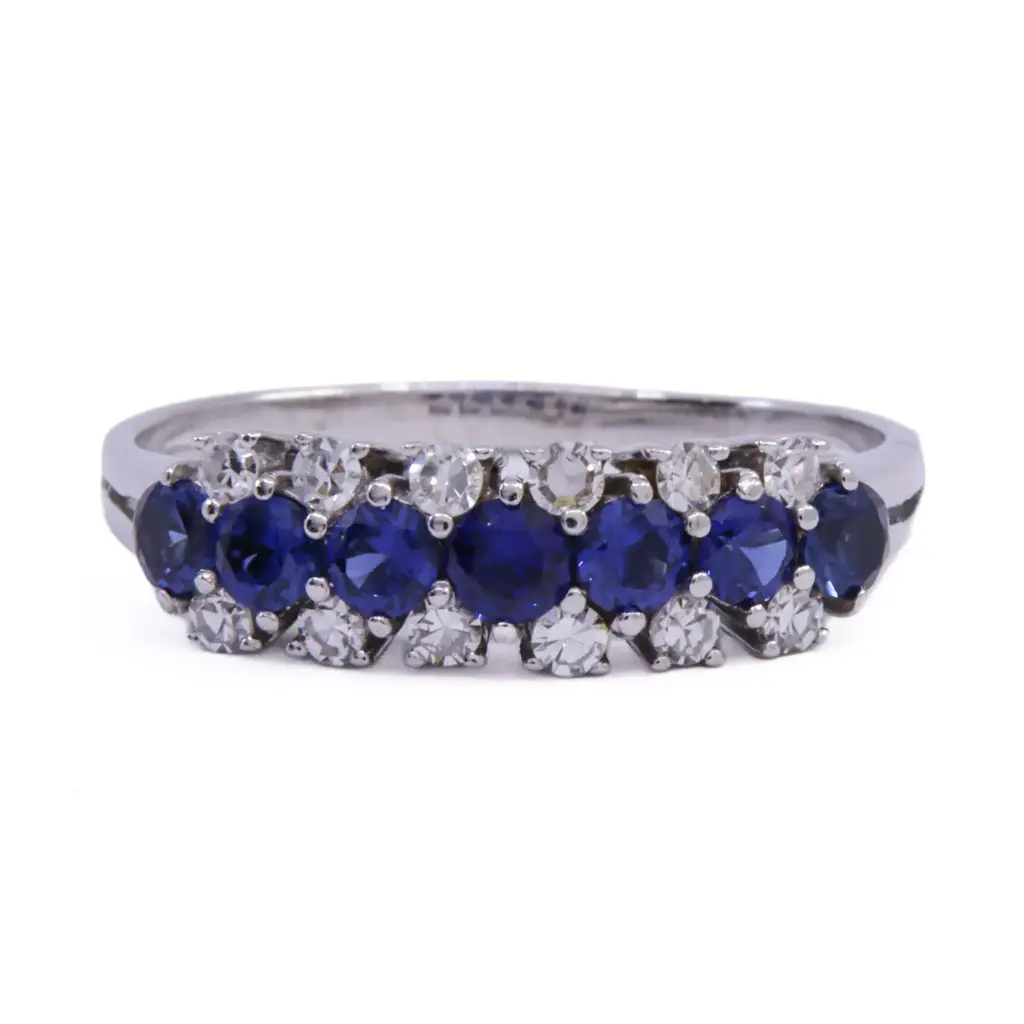 Anello - Zaffiri 0,50ct. brillanti 0,30ct. H-VS1 in oro 18kt. 3,20gr