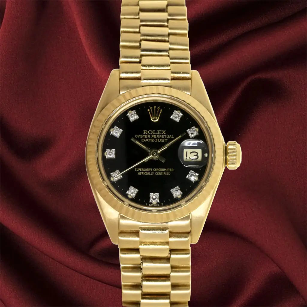 Rolex Lady-Datejust Ref.6917-8 - 18K Yellow - Gold Original Factory Diamond Dial - year 1979 - our box & papers