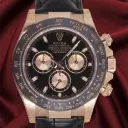 Rolex Daytona ref:116515LN - Black Dial with Pink Gold Subdials - Leather Strap - Full Set - 2018 - Original factory stickers - our two-year warranty