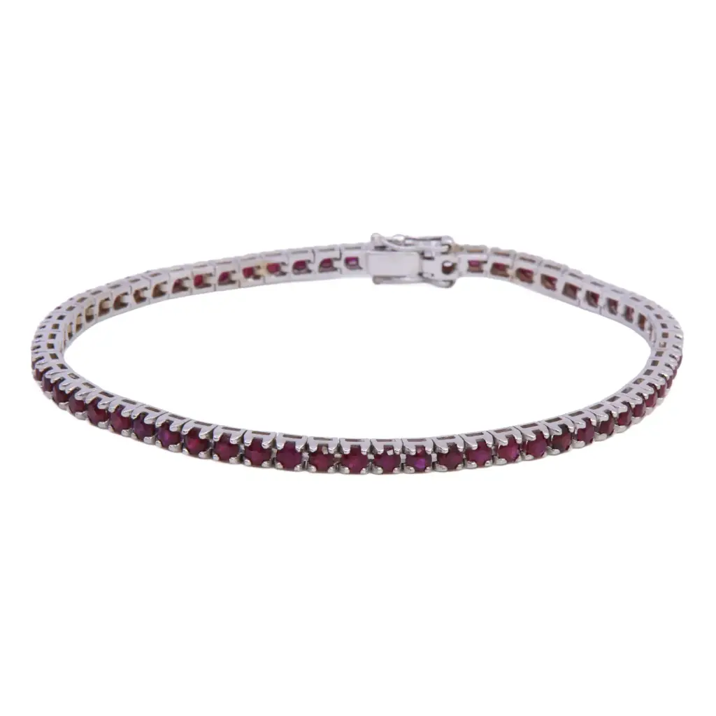Bracciale tennis - Rubini - 4,0ct. oro 18kt. peso totale 9,60gr.