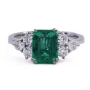 Anello - Smeraldo Zambia 2,20ct. brillanti 0,56ct. F/G-VVS, oro 18kt.