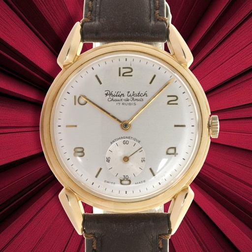 [MTR20250000419] Philip Watch - Chaux de Fonds,  18kt yellow-gold, leather strap, Our Box & Papers, about 1970