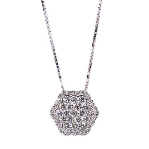 [MTR20220004525] Collana Esagono - Brillanti 1,83ct G-VS, oro 18kt. peso totale 7,6gr.
