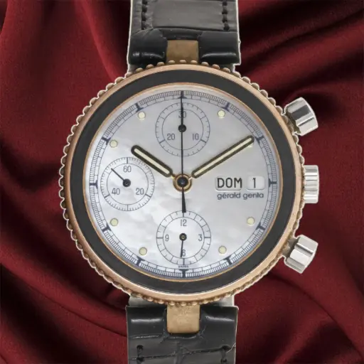 [MTR20210004333] Gerald Genta, GEFICA, Bronze, Mother of Pearl, Chronograph, our Box & warranty, G2989