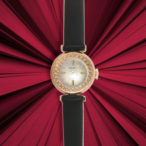 [MTR20250000413] Vintan Lady 18 kt yellow gold (about 3g), zapphire cristal, manual winding - our box and warranty.