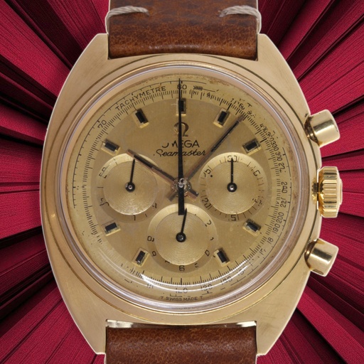 [MTR20240000897] Omega SeaMaster Chrono, 18kt gold, leather Bracelet, diam. 38 MM, calibre 861, Our Box and 2 years warranty 