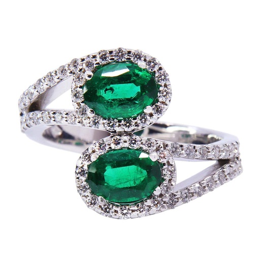 [MT32510211] Anello - Smeraldo 1,62ct, brillanti 0,57ct, F-VVS in oro 18kt, peso totale 8,6gr