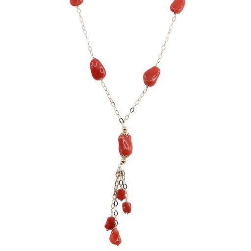 [MT32509210] Collana corallo burattato - Oro 18kt, peso totale 16,8gr