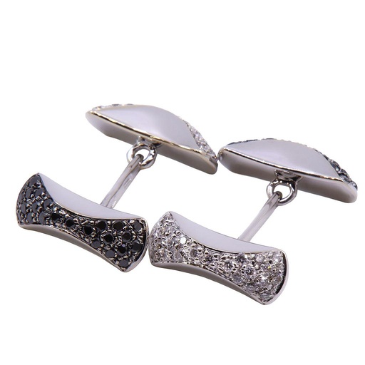 [MT32509294] Gemelli - Brillanti neri e bianchi 0,40ct, G-VS1 oro 18kt, peso totale 8,9gr