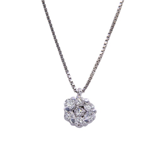 [MT32507124] Collana fiore - Brillanti 0,20ct. G-VS, oro 18kt. peso totale 3,40gr