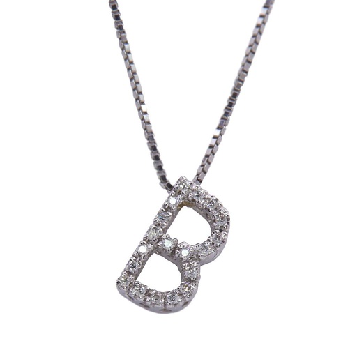 [MT32506956] Collana lettera B - Brillanti 0,10ct. G-VS1, oro 18kt. peso totale 3,70gr