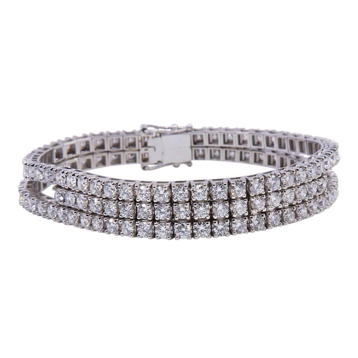 [MTR20220010710] Bracciale tennis - Brillanti 12,83ct. F/G -VVS, oro 18kt. peso totale 32,70gr