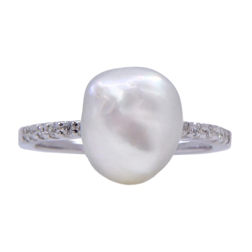 [MTR20220004617] Anello perla barocca - Brillanti 0,06ct. G-VS in oro 18kt.