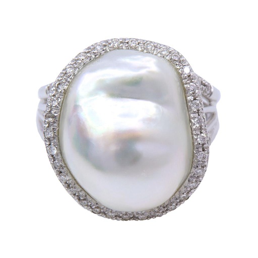[MTR20220004627] Anello perla scaramazza - Brillanti 0,28ct. G-VS in oro 18kt.