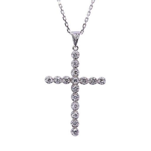 [MT32503582] Collana croce - Brillanti 0,48ct. G-VS1, oro 18kt. peso totale 8,7gr