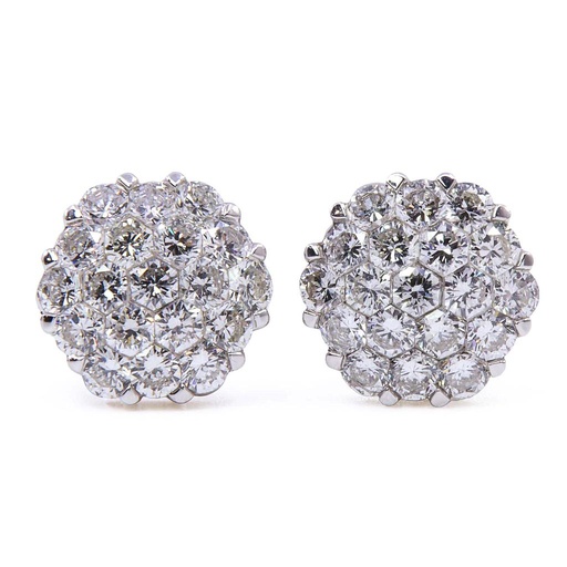 [MTR20220004527] Orecchini esagono pavé - Brillanti 1,94ct. G-VS, oro 18kt. peso totale 3,7gr