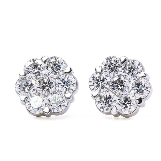 [MTR20220004511] Orecchini fiore - Brillanti 2,24ct. G-VS1, oro 18kt. peso totale 3,2gr
