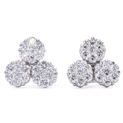 [MTR20220004531] Orecchini tre cerchi - Brillanti 1,48ct. G-VS, oro 18kt. peso totale 3,2gr