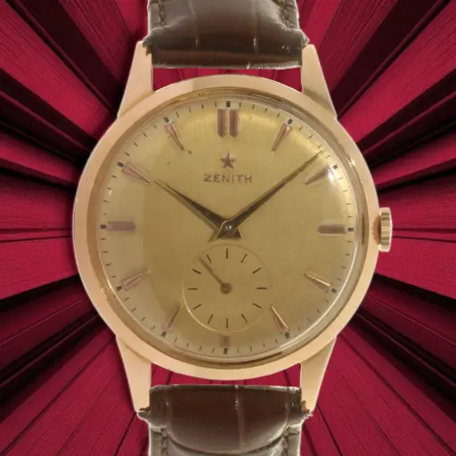 [MTR20240003111] Zenith Stellina - 18Kt pink gold, 36mm, Leather Bracelet - our box and papers, approx 1970