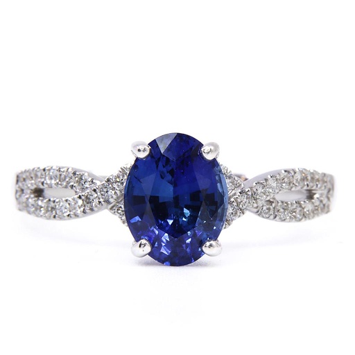 [MTR20200002022] Anello - Zaffiro 2,02ct. brillanti 0,28ct. F/G-VVS in oro 18kt. 4,1gr