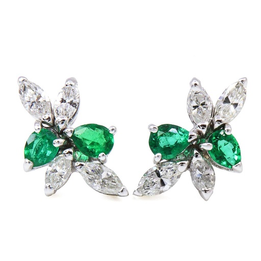 [MTR20210002435] Orecchini - Smeraldi 0,50ct. brillanti 0,71ct. F/G-VVS, oro 18kt.