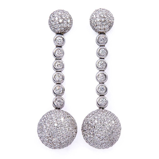 [MTR20220004797] Orecchini sfere pavé - Brillanti 5,84ct. F-VVS, oro 18kt.