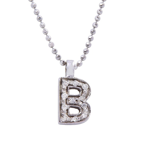 [MT32507096] Collana lettera B - Brillante 0,06ct. G-VS1, oro 18kt. peso totale 2,60gr