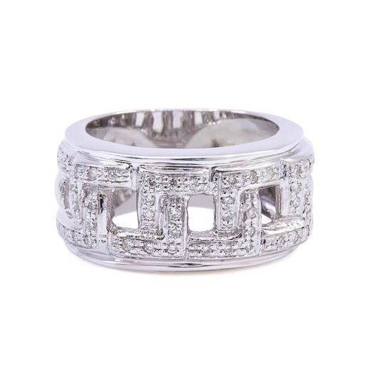 [MTR20250000548] Anello greca - Brillanti 0,25ct. G-VS1, oro 18kt. peso totale 9,6gr