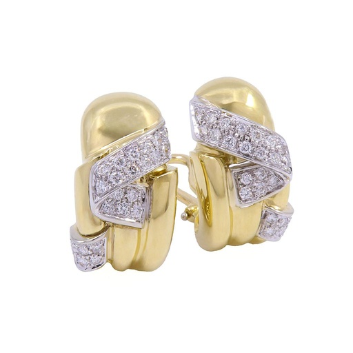 [MTR20250000518] Orecchini nastro - Brillanti 0,50ct. G-VS1, oro 18kt. peso totale 13,30gr