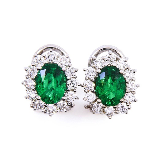 [MTR20220000779] Orecchini - Smeraldi 2,25ct. brillanti 1,20ct. F/G-VVS, oro 18kt.