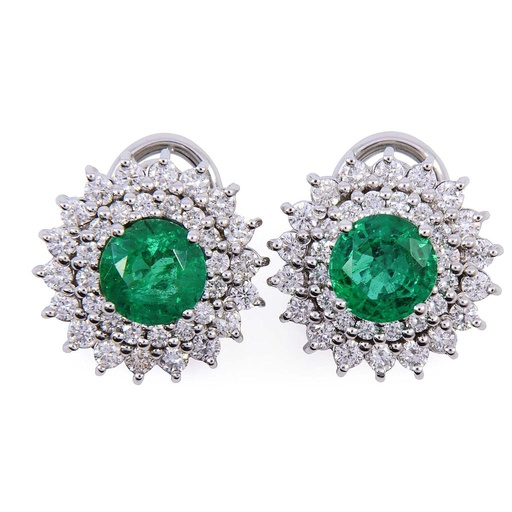 [MTR20220005247] Orecchini - Smeraldi 2,35ct. brillanti 1,41ct. E/F-VVS, oro 18kt.