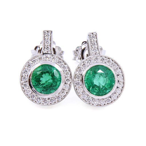 [MTR20220005395] Orecchini - Smeraldi 2,55ct. brillanti 0,51ct. E/F-VVS, oro 18kt.