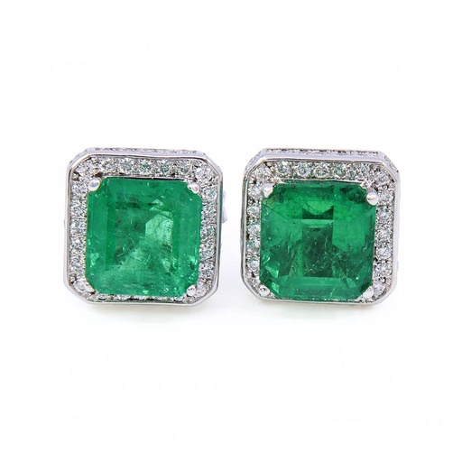 [MTR20220005457] Orecchini - Smeraldi 2,8ct. brillanti 0,51ct. F/G-VVS, oro 18kt.