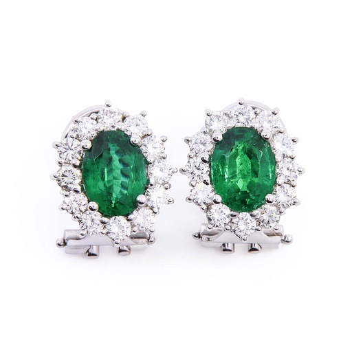 [MTR20220000777] Orecchini - Smeraldi 2,16ct. brillanti 1,20ct. F/G-VVS1, oro 18kt.
